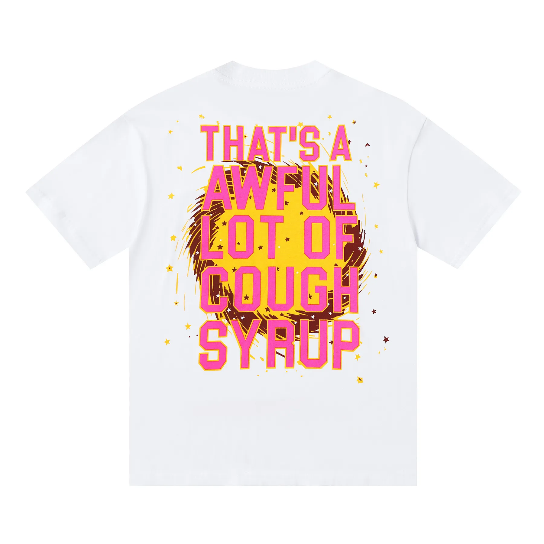 #White | THAT'S A AWFUL LOT OF COUGH SYRUP In Stock Real shot American simple trendy brand loose casual T-shirt Fabric (fabric): 32 counts Weight combed double yarn pure cotton Sizes (size): S-M L X L Color (colour): White